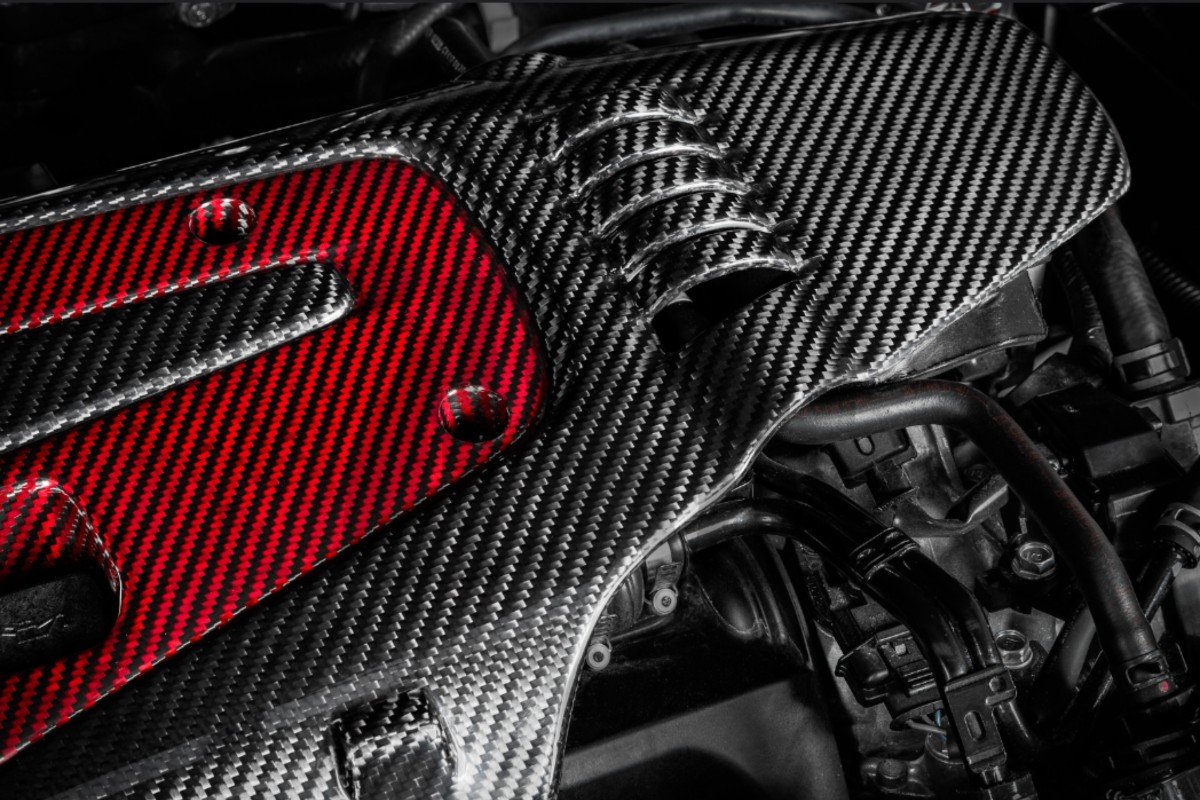Honda Civic Type R FK2 / FK8 Carbon Fiber / Red Kevlar Engine Cover by Eventuri