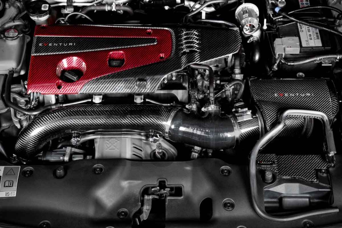 Honda Civic Type R FK2 / FK8 Carbon Fiber / Red Kevlar Engine Cover by Eventuri