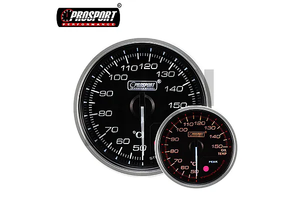 60mm Red / White Oil Temperature Gauge Prosport Supreme  